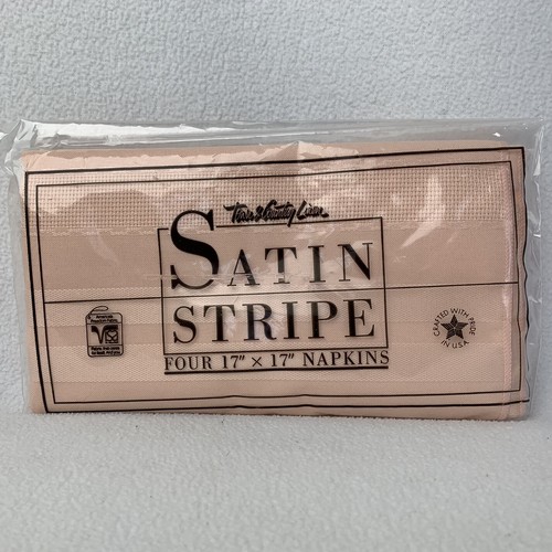 4 Town & Country Linens 1988 17" x 17" Peach Stined Stripe Napstick USA Nuovi - Foto 1 di 4