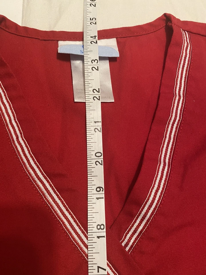 SB Scrubs Medical Uniform Red V-neck scrub top size XS Women’s Nursing - Image 3 of 4