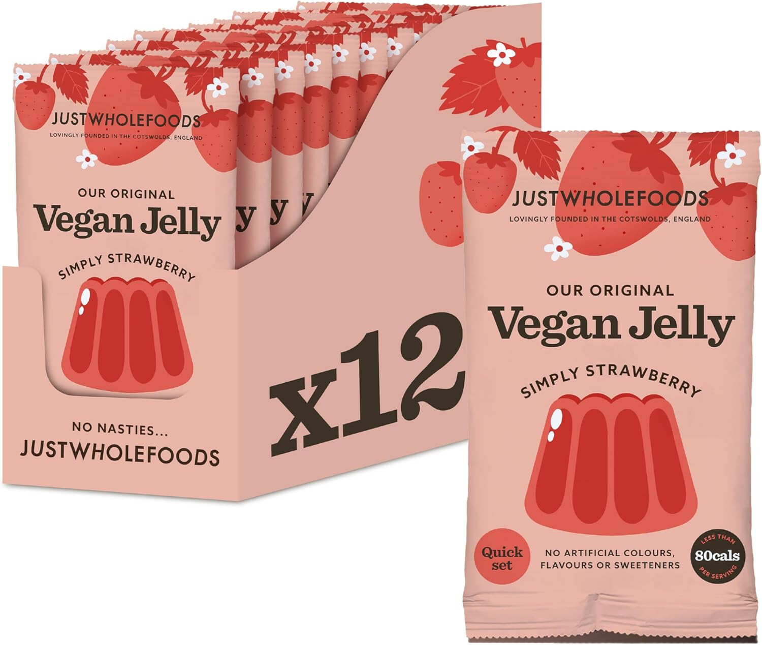 Just Wholefoods Vegan STRAWBERRY JELLY 85g x 12 PACK