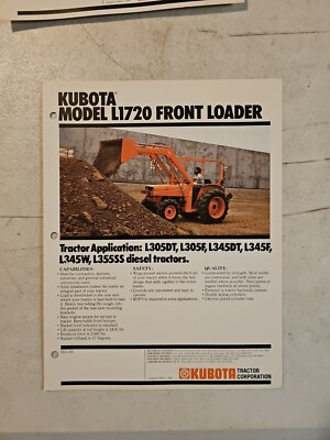 KUBOTA アートブック Vintage 1983 Kubota L1720 Front Loader Sales Brochure Spec Sheet