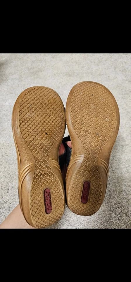 Sandálias femininas Rieker pretas Mules confortáveis sapatos casuais - Imagem 4 de 4