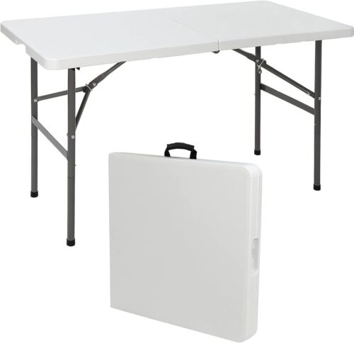 2×4FT Plastic Folding Table Fold-in-Half Picnic Camping Table w/Carrying Handle - Picture 5 of 15