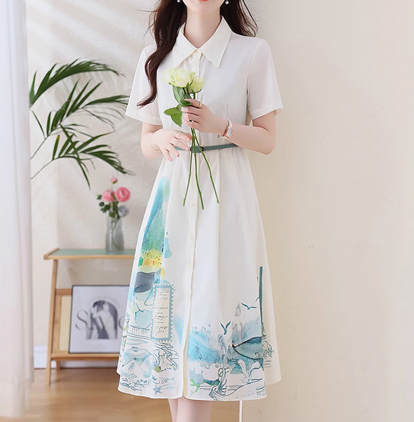 Women Floral Print Chiffon Shirt Dress Lapel Col LarShort Sleeve A-line Party | eBay Women Floral Print Chiffon Shirt Dress Lapel Col LarShort Sleeve A-line Party | eBay