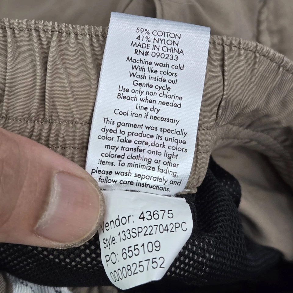 Pantalones Pacsun Hombre M Beige Nylon Convertible Carga 28" Entrepierna Exterior Senderismo Foto 4 de 4