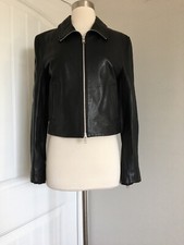 Nwt $1148 Frame Black Exposed Zip Lamb Leather Jacket Size S