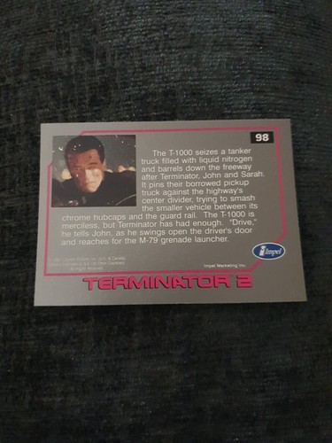 💥T2 Terminator 2 Judgment Day Impel 1991 98 Arnold Schwarzenegger - Picture 2 of 2