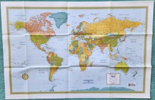 World Map 2002 Rand McNally Insert 21 x 32" Fold Out Poster