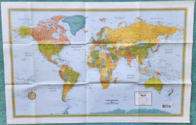 World Map 2002 Rand McNally Insert 21 x 32'' Fold Out Poster