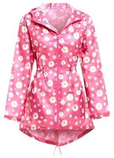 LADIES WATERPROOF WINDPROOF RAIN COAT hot pink daisy mac flower kagool jacket