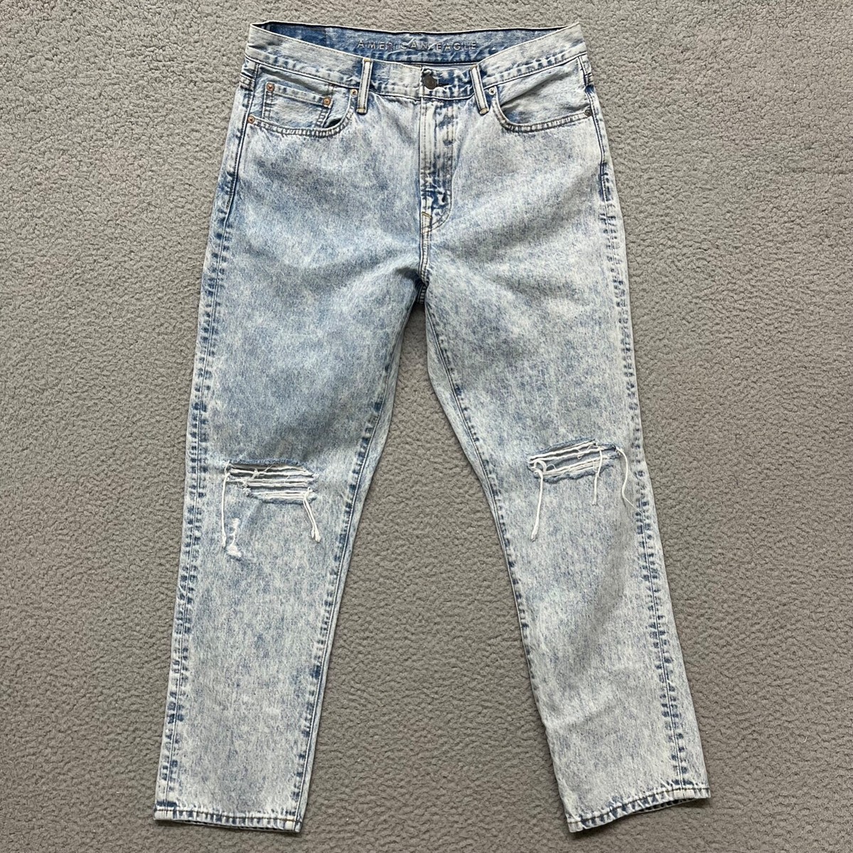 American Eagle jeans Mens 33x32(29) Acid Wash Skater Slim Tapered  Distressed | eBay