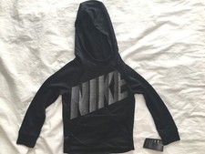 NWT Nike Boys Dri-Fit Long Sleeve Hoodie Sweathshirt Black Size 5 38
