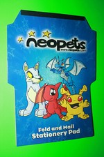 Neopets Fold and Mail Stationery Pad  Lupe, Draik, Shoyru, Grarrl NEW 2003 RARE