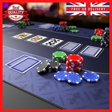 Texas Poker Hold'Em Layout Table Top Mat Pad Cover Waterproof Casino Felt Blue