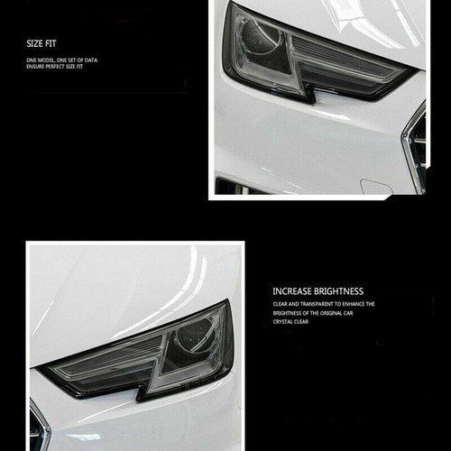 LH+RH Smoke TPU Headlights Protective Precut Film Sticker Cover Trim For Audi A8 - Picture 3 of 10