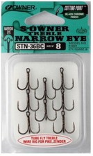 Owner Stinger Salmon Tube Treble Hooks Narrow Eye Black Chrome STN-36BC