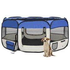 NNEVL Foldable Dog Playpen with Carrying Bag Blue 145x145x61 cm