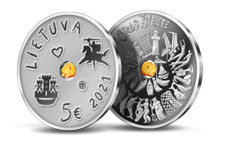 Lithuania 2021 silver amber coin 5 Euro the Sea Festival 