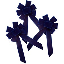 Wired Navy Blue Outdoor Velvet Christmas Bows - Velvet Christmas Wreath Bows