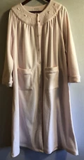 Go Softly Snap Front Women Medium Duster House Coat Patio Wear Pink Long Sleeve