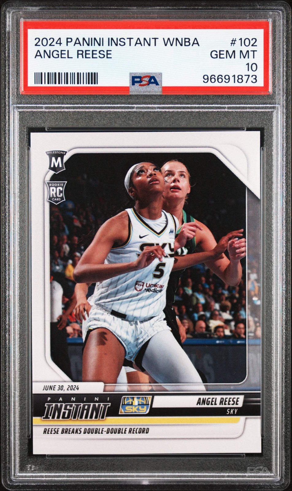 Graded 2024 Panini Instant WNBA Angel Reese #102 Rookie Basketball Card PSA 10