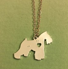 SCHNAUZER DOG with HEART NECKLACE - Pewter Pendant on 18  Silver Plated Chain