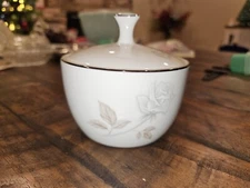 Vintage Noritake Rosay 6216 Porcelain Sugar Bowl with Lid Platinum Rimmed