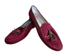 MARC JOSEPH NEW YORK Leather Wall Street Loafer Size 8 Suede Wine Burgundy
