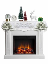 Mantle Scarf 70 x 17 Inch, Christmas Winter Forest Trees Snowflake Fireplace
