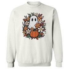 Halloween Ghost Graphic - Pumpkin Fall Autumn Gift Unisex Crewneck Sweatshirt
