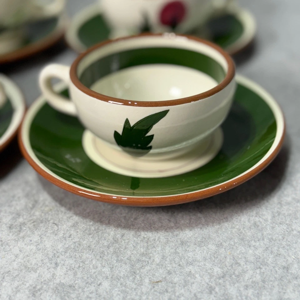 Stanley Pottery Trenton NJ Thistle Cup and Saucer Set (4) - Image 3 of 4