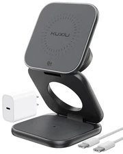 KU XIU Qi2.2 25W Magnetic Wireless Charger, Foldable 3 in 1 Travel Charging S...