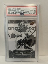 2023-24 YAROSLAV ASKAROV UPPER DECK UD CANVAS YOUNG GUNS BLACK WHITE  PSA 10