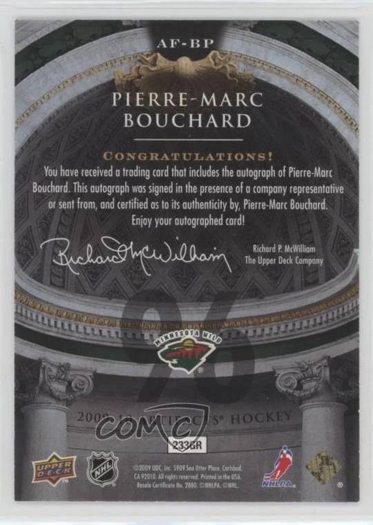 2009-10 Upper Deck Artifacts Autofacts Pierre-Marc Bouchard #AF-BP Auto - Image 2 of 2