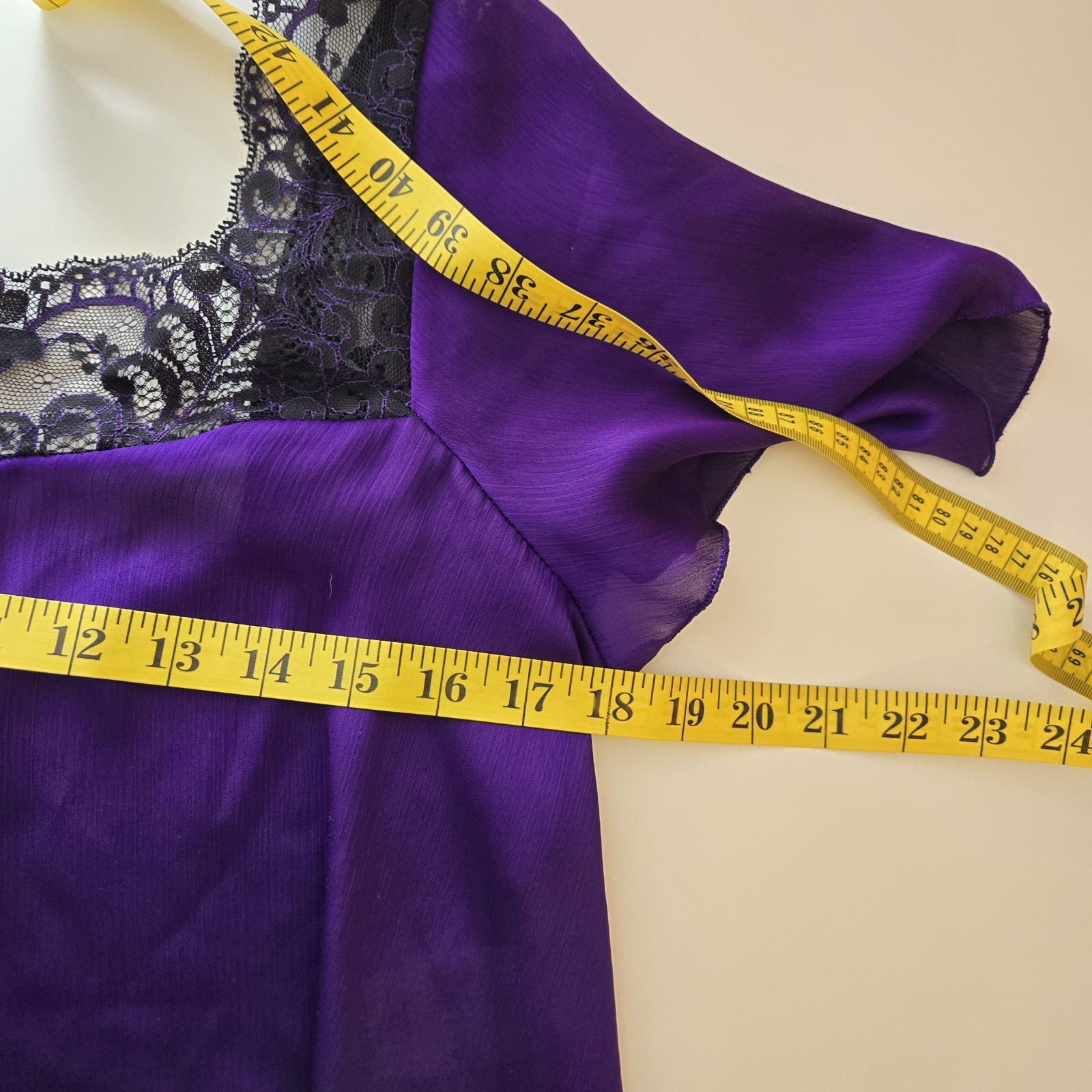 Shirley Of Hollywood Vtg One Size Purple Black Nightgown Nightie Lace Lingerie