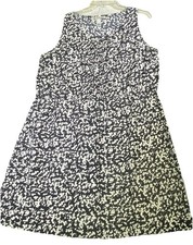 MNG by Mango Dress Women's X-Large Black White Abstract Sleeveless Pleated Front
