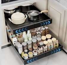 Pull Out Cabinet Organizer Expandable 11.8"x19.7" Slide Out Black - A1000