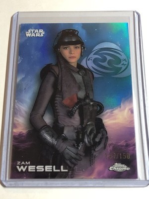 2025 Topps Chrome Star Wars 137/150 Zam Wesell Blue Refractor #199