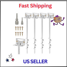 Heavy Duty 24" Ground Anchors Set of 4 with Brackets  Drill Bit for Trampolines
