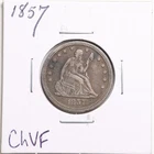 1857 25C Seated Liberty Quarter in Choice VF Condition #5493