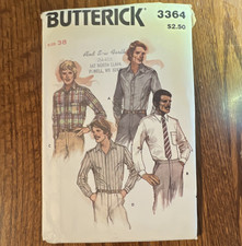 Butterick 3364 Mens Shirt Pattern Sportswear Size 38 Vintage Original