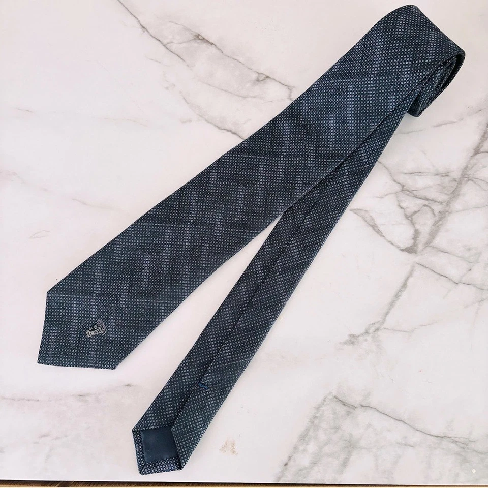 Corbata de lujo estándar para hombre con estampado azul oscuro Gianni Versace Collection Versace Foto 4 de 4