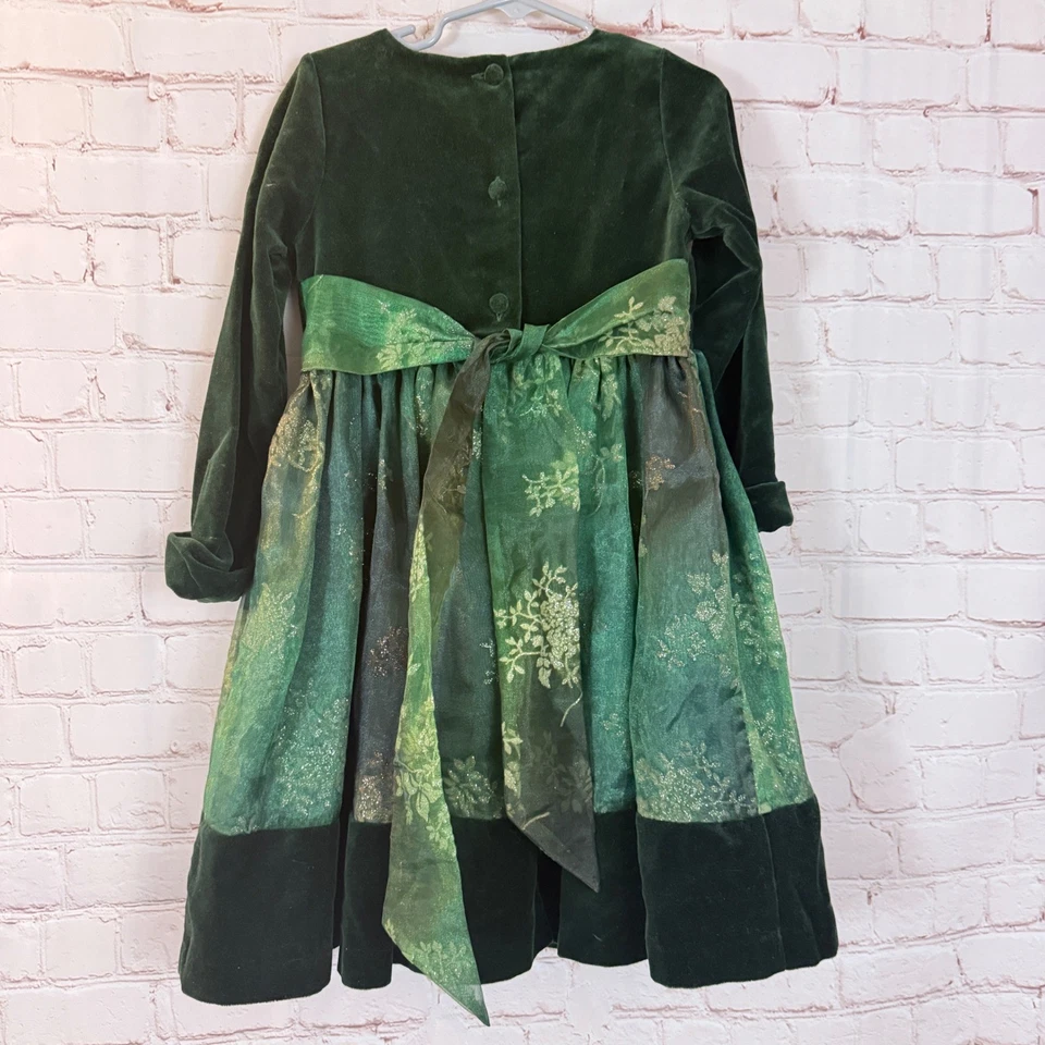 Vestido de terciopelo verde madre niño Laura Ashley 3 años niñas vacaciones Foto 4 de 4
