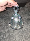 Fenton Diamond Optic Aqua Opalescent Hand Painted Bell