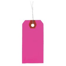 2-1/8" X 4-1/4" Fluorescent Pink Paper Wire Tag, Pk1000, 1Haa3