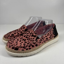 Hey Dude Lena Women  s US 8 Leopard Rose Comfort Casual Slip-On Loafer Flats Shoe