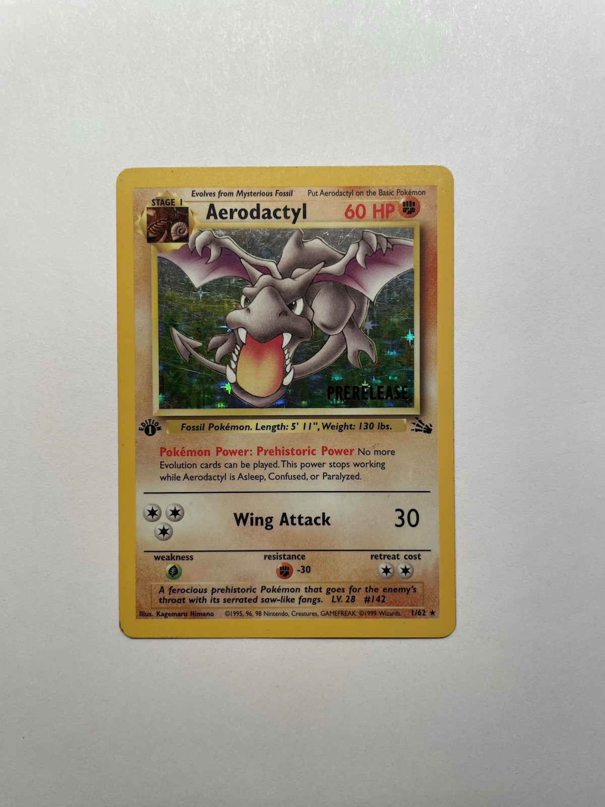 1st Edition Aerodactyl 1/62 PRERELEASE Fossil Holo 1999 Pokemon Card LP