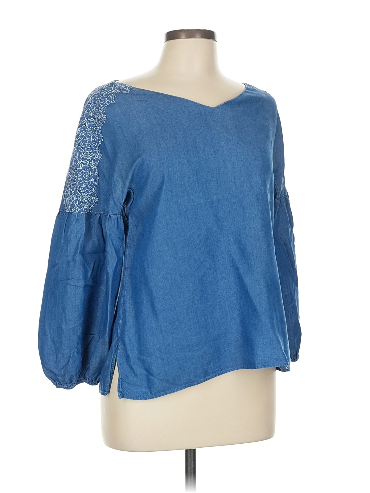 Massimo Dutti Women Blue 3/4 Sleeve Top 6