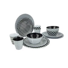 Bo-Camp Mix & Match Geschirrset, 16-teilig, schwarz/weiß