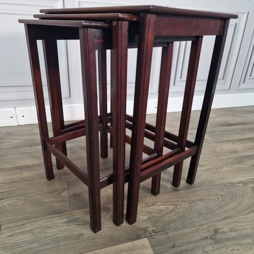 Antique Nest 3 Mahogany Tables – Mid Century Occasional Side Vintage Wooden - Picture 17 of 24