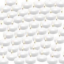 50 PCS 2 Inch White Floating Candles Smoke-Free Odorless Wedding Home Decor
